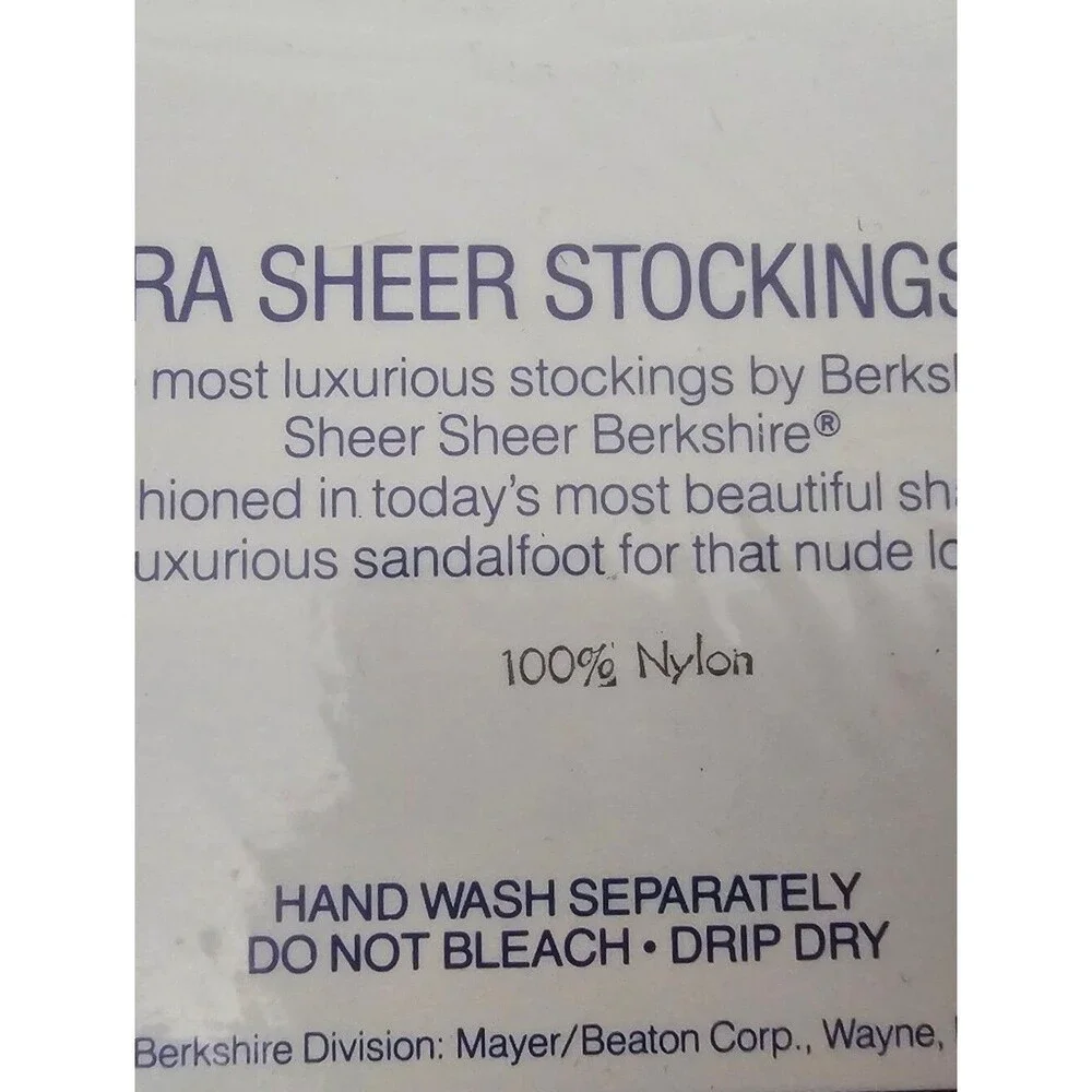 Vintage Berkshire Ultra Sheer Stockings M Black Lace Top Sandalfoot NOS 80s